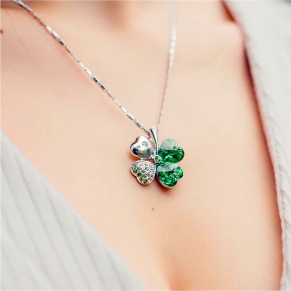 Swarovski Green Four Heart Sparkling Necklace - Picture 2 of 5